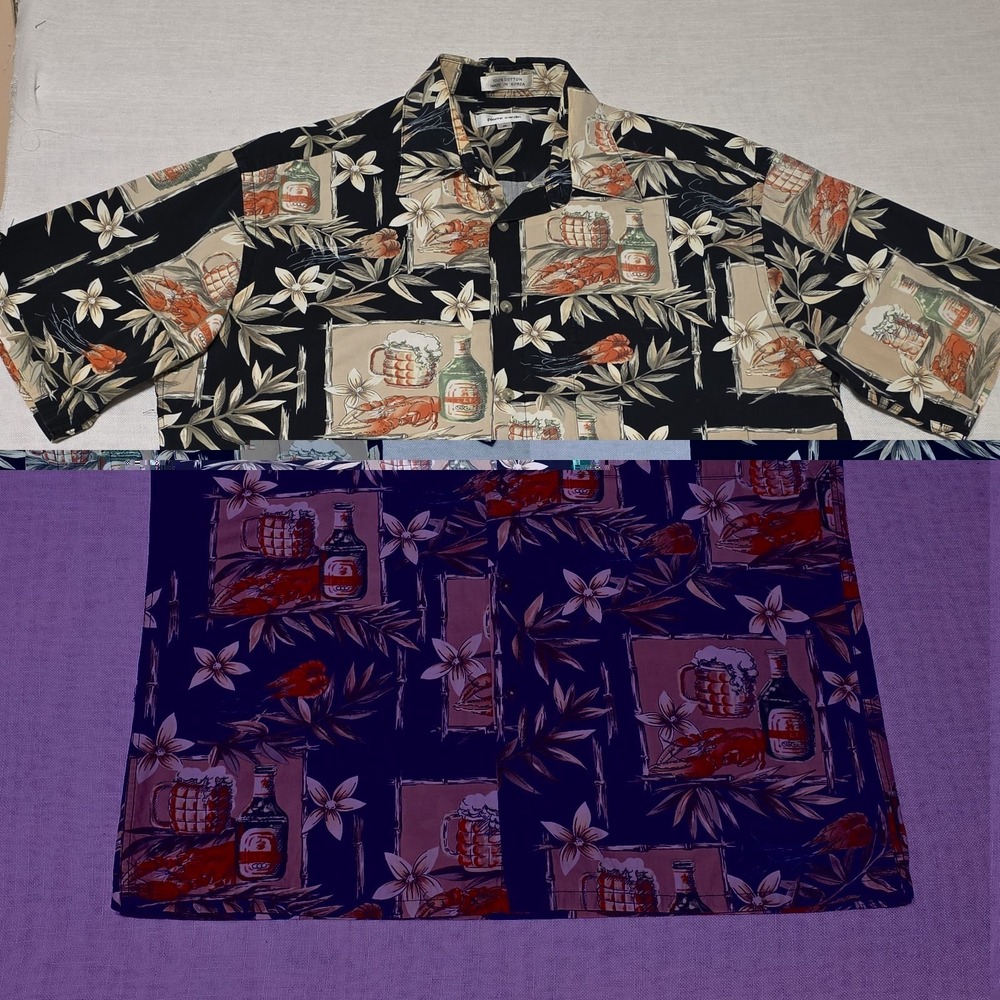 Pierre Cardin Men's XL Hawaiian Shirt Short Sleeve, Button Down, 100% Cotton